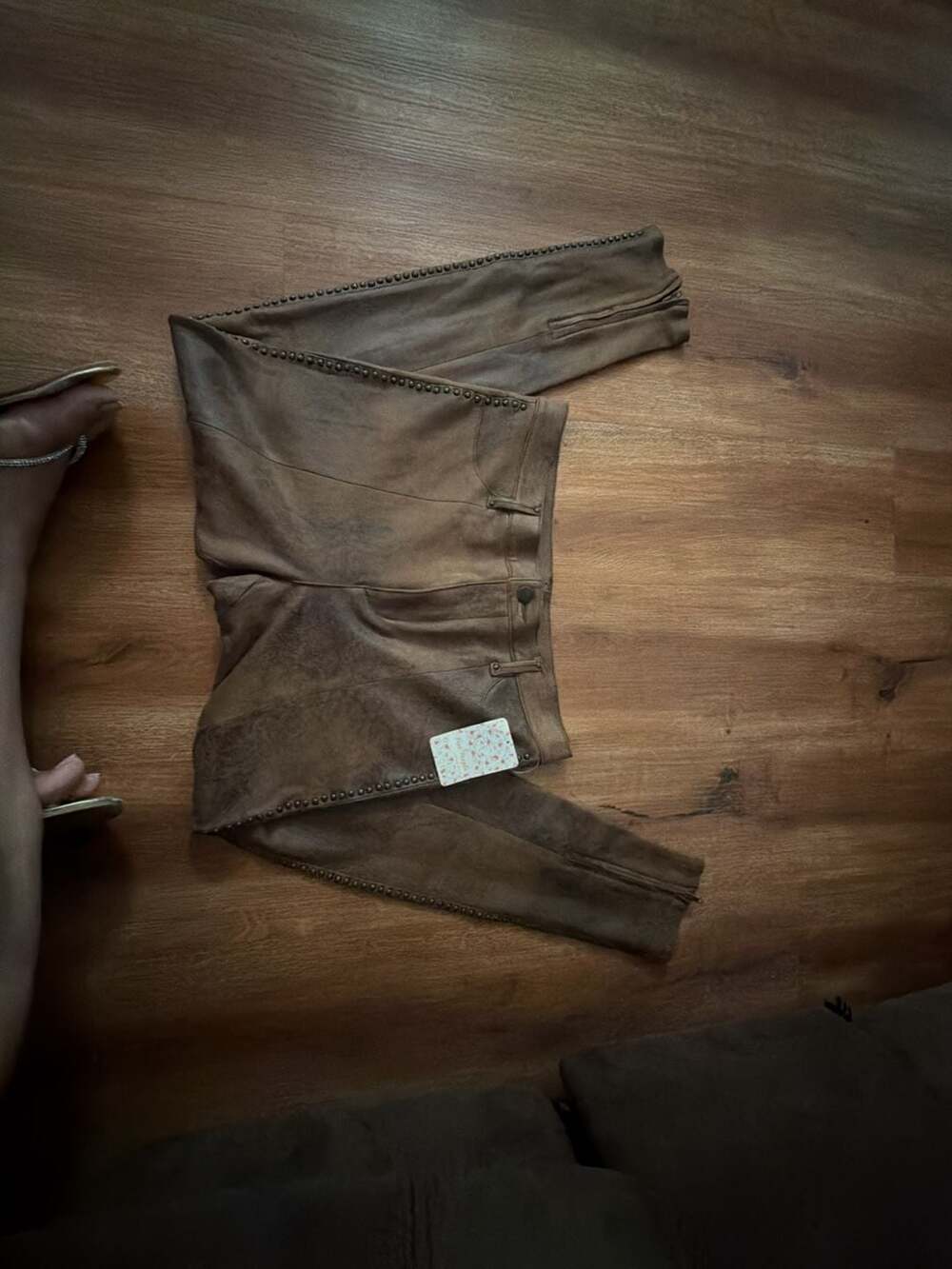 Free People Studded Tobacco Faux Suede Pants